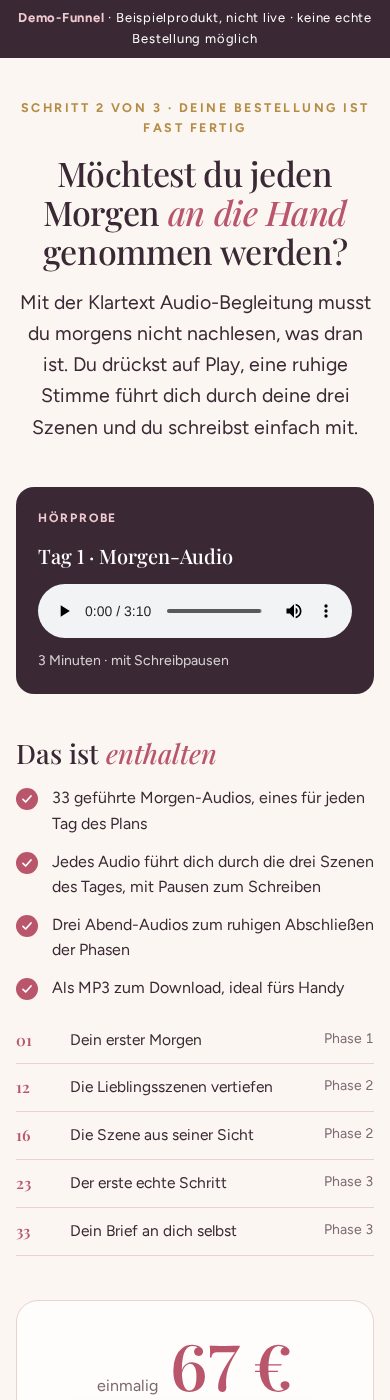Upsell-Seite am Handy